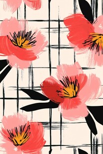 手绘花卉几何图案背景