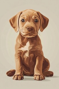 可爱棕色小狗坐立萌态