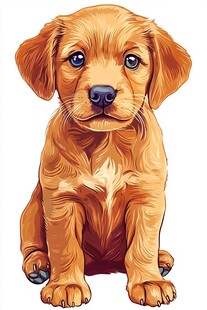 可爱小金毛狗狗插画