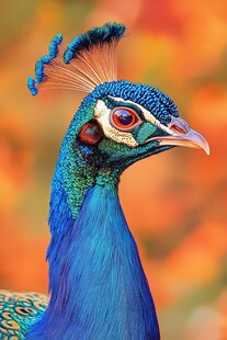 美丽蓝孔雀特写