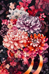 缤纷花卉插画 绚丽色彩绽放