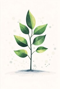 水彩风嫩绿小树苗插画