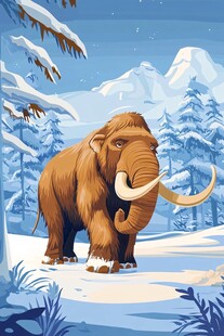 雪地中的猛犸象