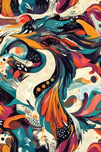 奇幻多彩龙形抽象艺术画