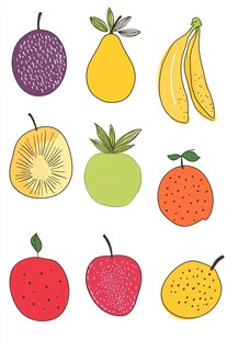 手绘多彩水果集合
