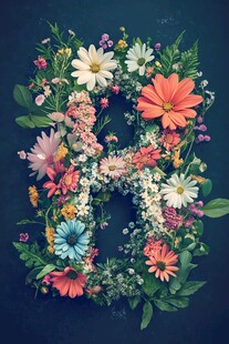 花卉拼成的数字8艺术造型