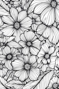 黑白花卉无缝图案纹理