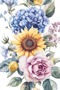 多彩花卉组合插画