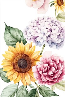 水彩花卉组合