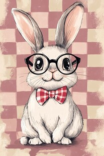 时尚萌兔 眼镜与领结的搭配