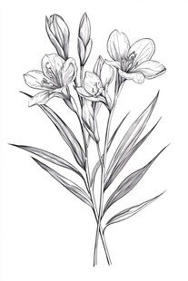 手绘线条描绘的优雅香雪兰