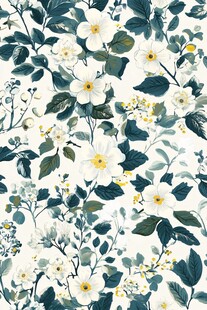 清新花卉植物无缝图案