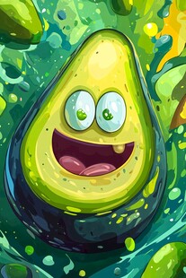 可爱牛油果卡通形象插画