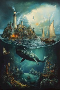 梦幻海上奇幻岛与深海景象