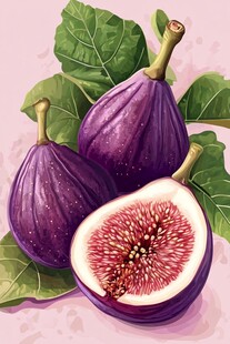 紫艳无花果与翠绿叶片