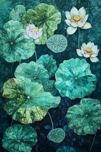 梦幻荷塘荷叶荷花景致