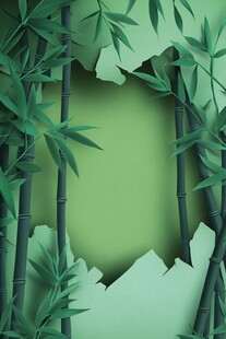 纸艺风竹林破洞背景图