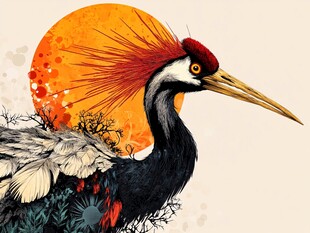 丹顶鹤绘景 东方神秘意象