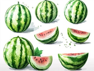 水彩风格西瓜素材集合
