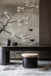 中式雅致墙面与家具场景