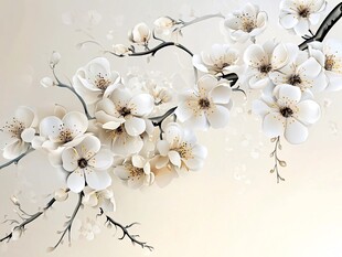 素雅白梅枝头绽放