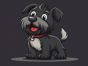 可爱黑毛小狗咧嘴笑