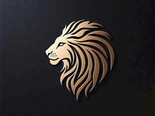 金色雄狮头像标志设计