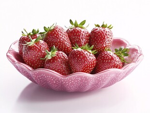 粉色碗中鲜美的红草莓