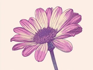 手绘粉色雏菊插画