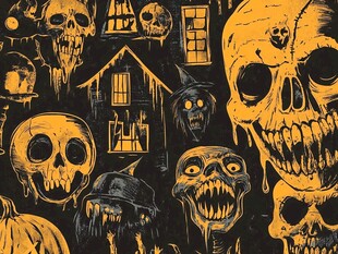 恐怖万圣节鬼怪插画元素