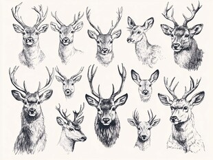 鹿头素描集合