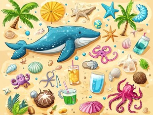 海洋夏日元素插画