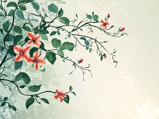 淡雅花卉枝叶背景图