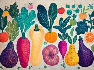 多彩蔬菜插画艺术图