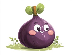 可爱拟人化紫色无花果