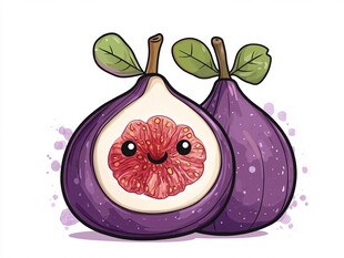 可爱卡通无花果插画