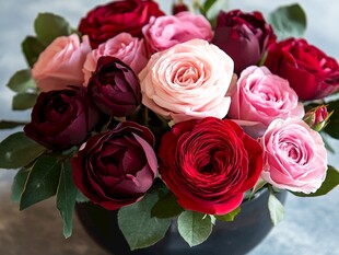 多彩玫瑰盆栽 娇艳动人