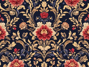 复古花卉锦缎图案设计
