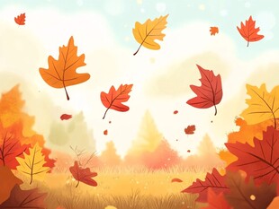 秋日落叶纷飞的美丽景致