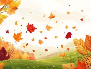 秋日落叶纷飞的美丽景致