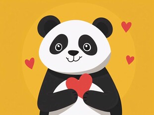 可爱熊猫抱爱心