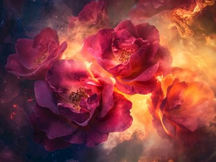 梦幻火焰玫瑰奇幻景象