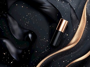 奢华黑金风的精致口红展示