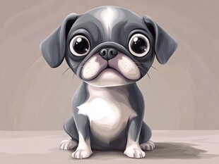 可爱萌趣小法斗小狗插画