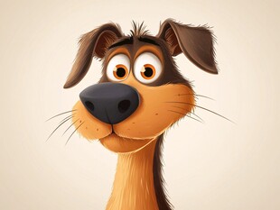 可爱卡通小狗的俏皮模样