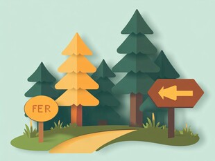 森林指路牌风景插画