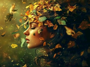 叶之幻梦 女子与飘零秋叶