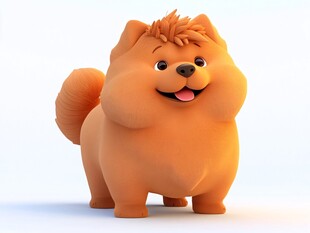 可爱橘色卡通小狗形象