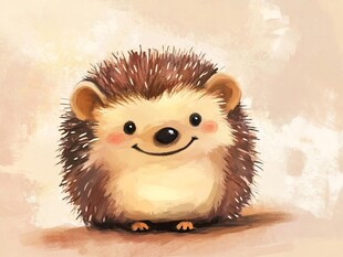 可爱小刺猬的温馨插画