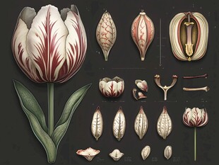 郁金香结构解剖艺术图